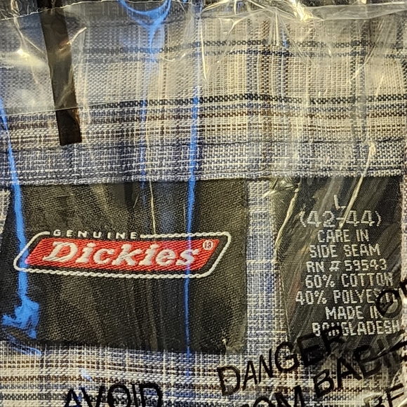 DICKIES Button Down Plaid Shirt - Men's Large - Picture 5 of 7